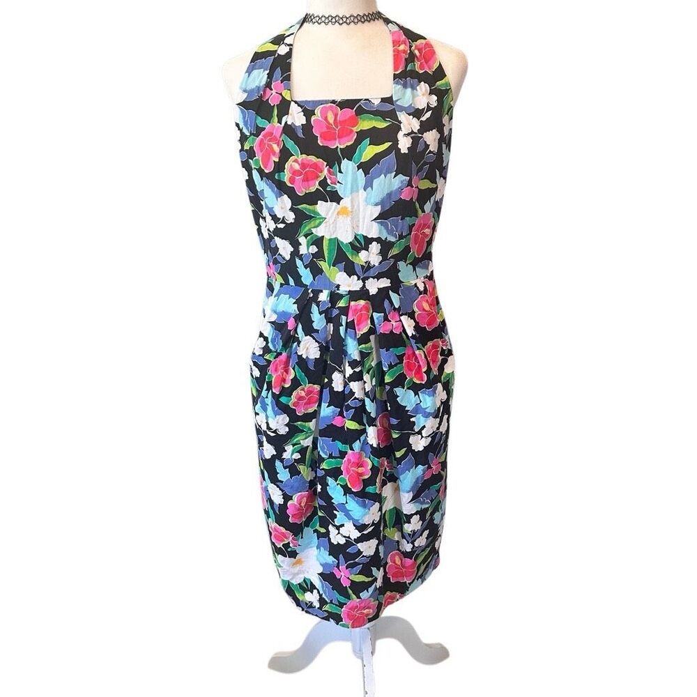 Vintage Ms. Chaus Floral Halter Dress | 100% Cotton | Size 10